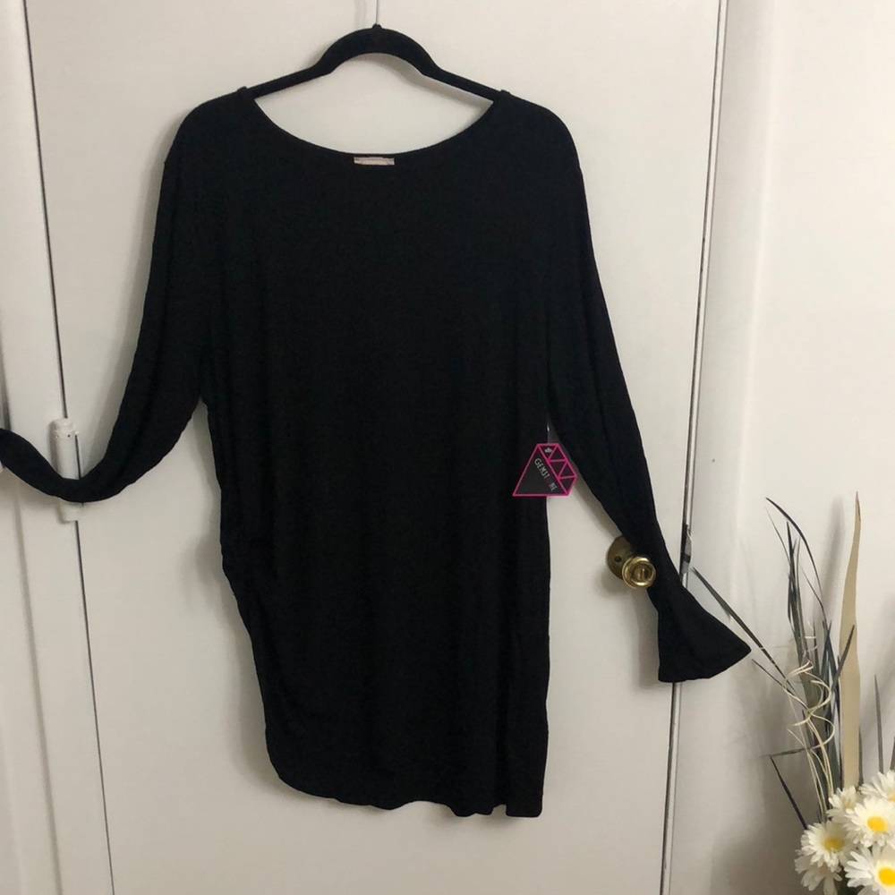 Long sleeve soft ribbed tunic with tie | 2x